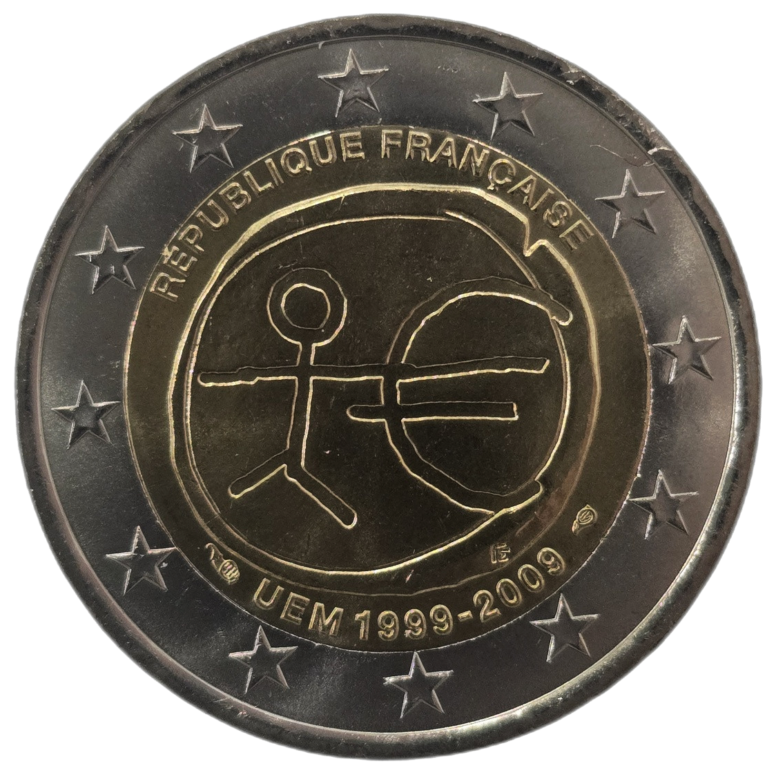 2 euros conmemorativa 10º Aniversario de la Unión Económica y Monetaria Año 2009